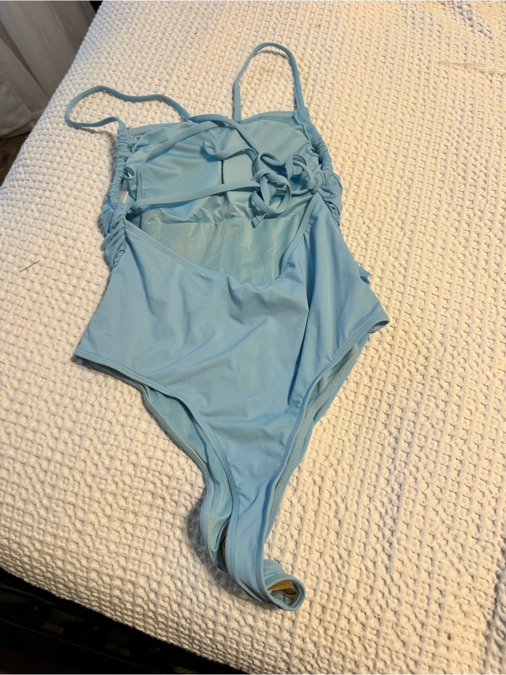 Light Blue Ruched One-Piece Swimsuit - Picture 5 of 7